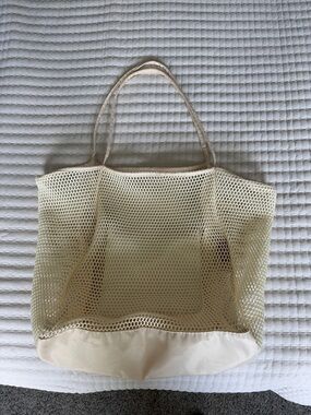 Cream Mesh Tote Bag/Beach Bag